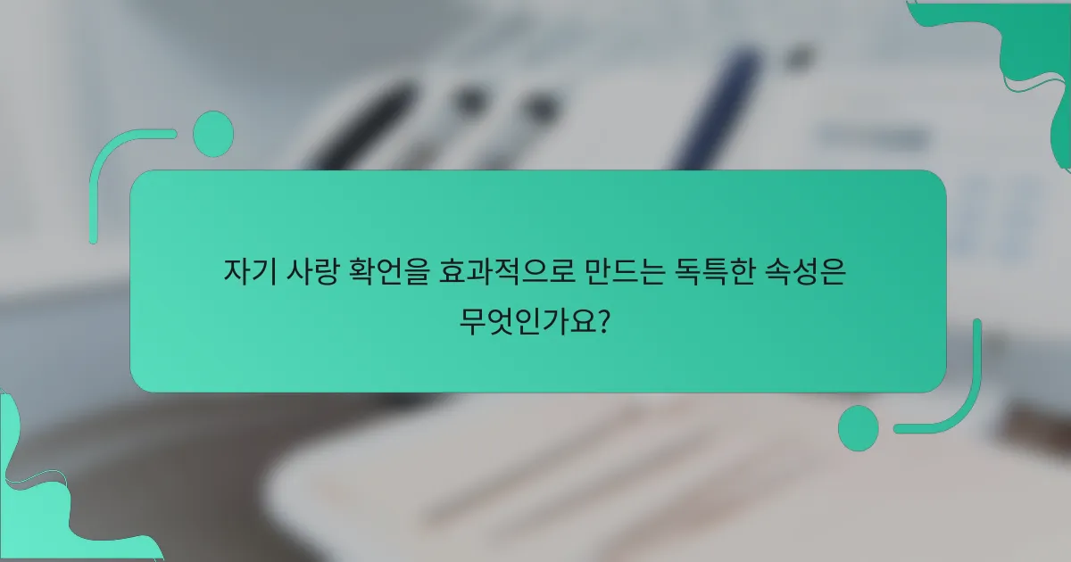 자기 사랑 확언을 효과적으로 만드는 독특한 속성은 무엇인가요?